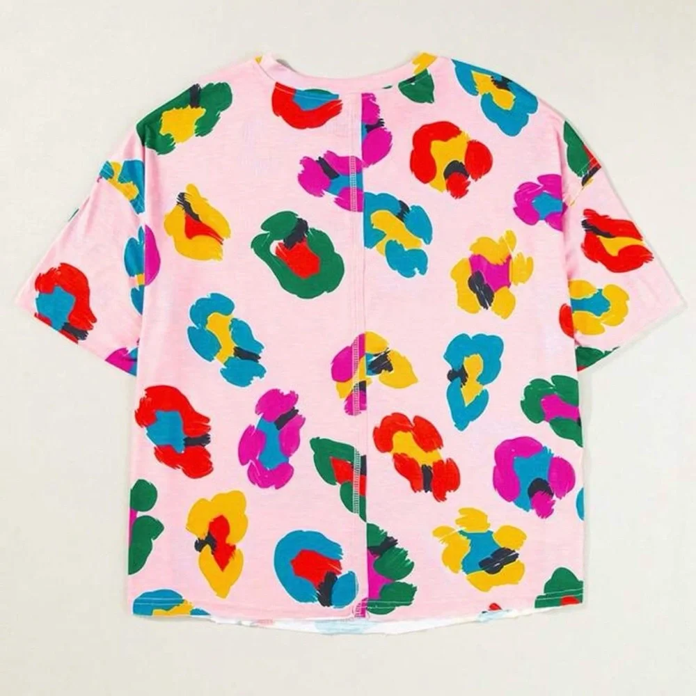 ⭐️Pink and Red Abstract Short Sleeve Tee - Picture 2 of 5